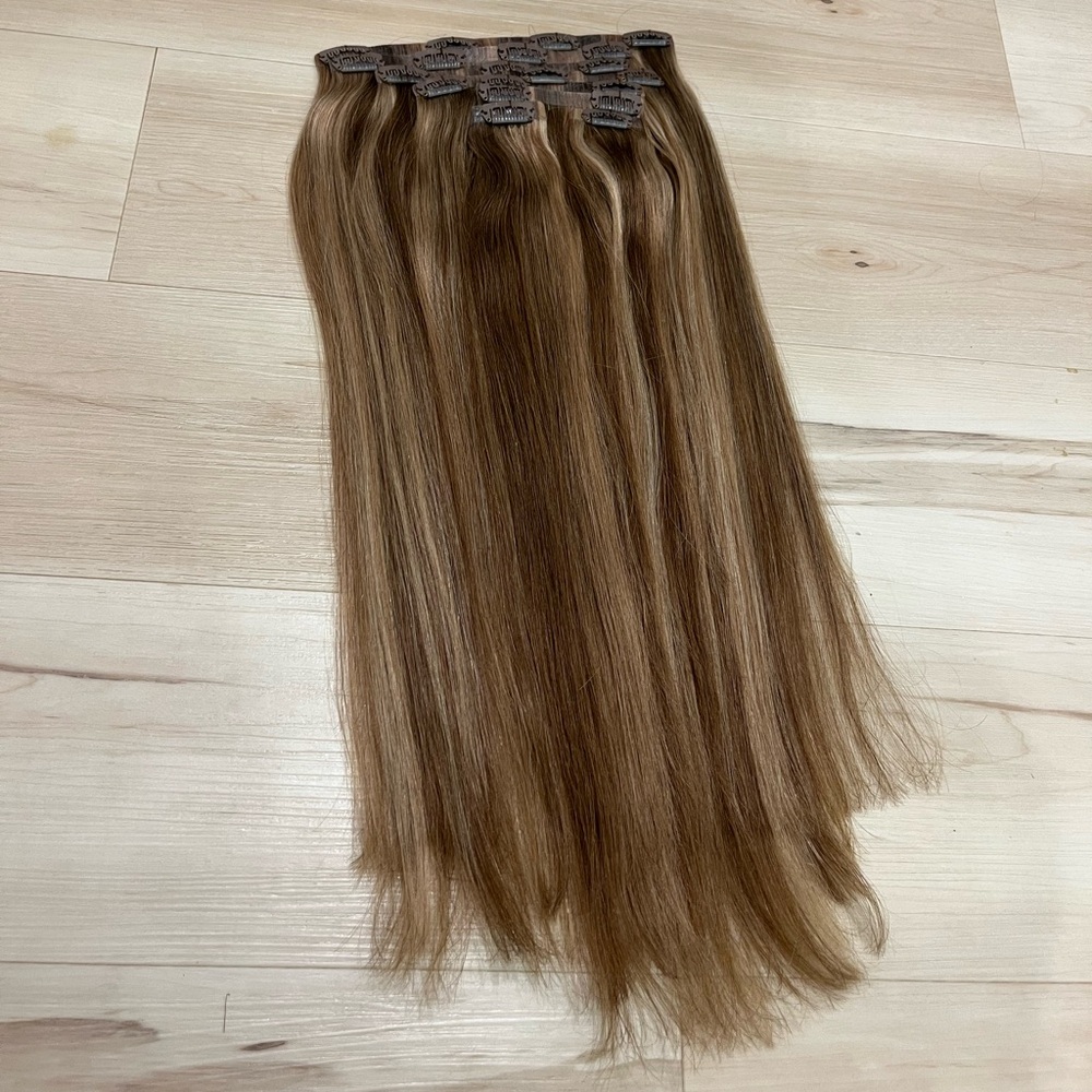 Foxy locks SUNKISSED BROWN - SEAMLESS CLIP IN HUMAN HAIR EXTENSIONS - Picture 5 of 8